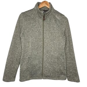 Trailcrest Womens Heather Green Sweater Fleece Knit Full Zip Jacket Size Medium